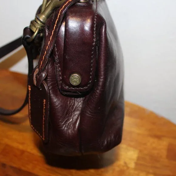 OLD TREND Vintage Leather Framed Satchel Handbag Crossbody Bag - Picture 7 of 11